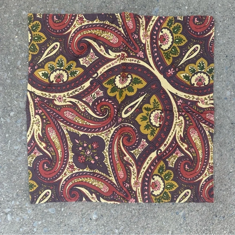 April Cornell Paisley Cotton Napkin Set of 3 15.75” Boho Cottage Fall Colors